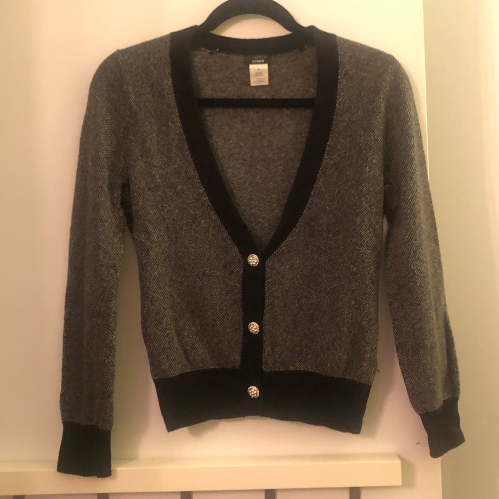 Cozy JCrew black and grey button down sweater!
